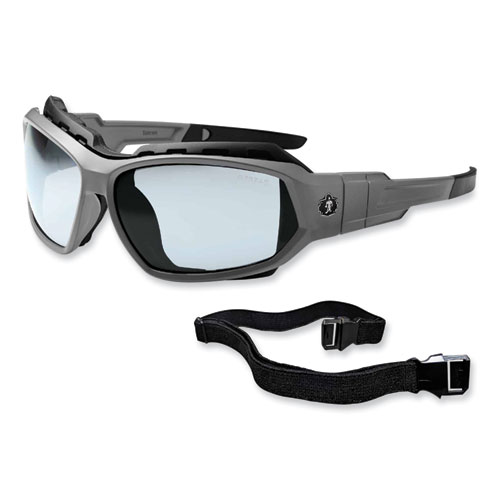Skullerz Loki Safety Glasses/Goggles, Matte Gray Nylon Impact Frame, Indoor/Outdoor Polycarb Lens, Ships in 1-3 Business Days