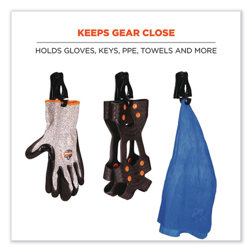 Squids 3405 Belt Clip Glove Clip Holder, 1 x 1 x 6, Acetal Copolymer, Black, Ships in 1-3 Business Days