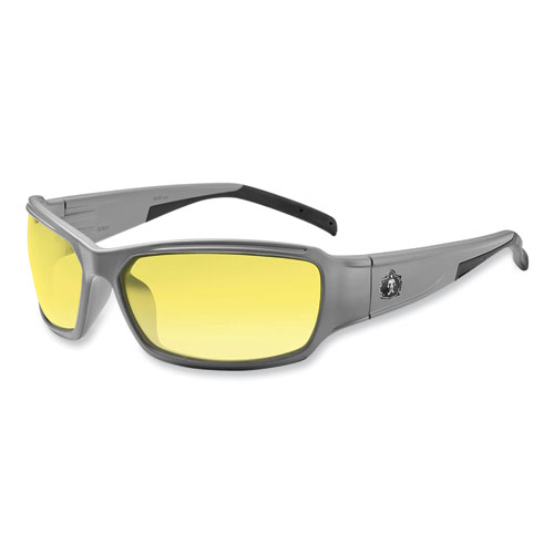 Ergodyne® Skullerz Thor Safety Glasses, Matte Gray Nylon Impact Frame, Yellow Polycarbonate Lens, Ships In 1-3 Business Days