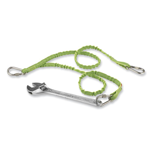 Squids 3311 Twin-Leg Tool Lanyard with Three Carabiners, 15lb Max Work Capacity, 35" to 42", Lime, Ships in 1-3 Business Days