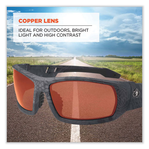 Image of Ergodyne® Skullerz Odin Safety Glasses, Kryptek Typhon Nylon Impact Frame, Copper Polycarbonate Lens, Ships In 1-3 Business Days