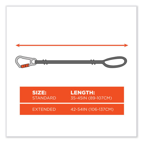 Squids 3100 Lanyard w/Aluminum Carabiner + Cinch-Loop, 10 lb Max Work Capacity, 35" to 45", Lime, Ships in 1-3 Business Days