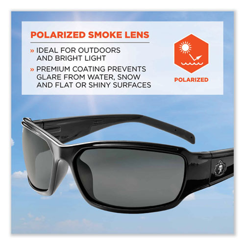 Image of Ergodyne® Skullerz Thor Safety Glasses, Black Nylon Impact Frame, Polarized Smoke Polycarbonate Lens, Ships In 1-3 Business Days