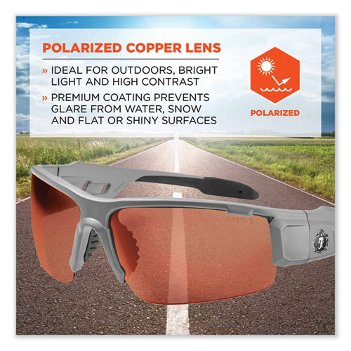 Skullerz Dagr Safety Glasses, Matte Gray Nylon Impact Frame, Polarized Copper Polycarbonate Lens, Ships in 1-3 Business Days