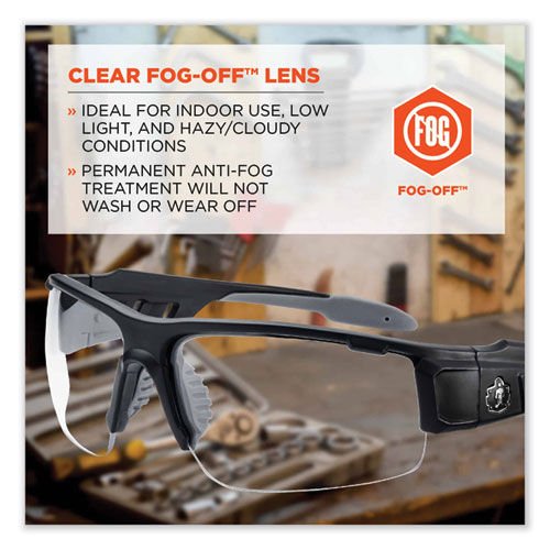 Skullerz Dagr Safety Glasses, Matte Black Nylon Impact Frame, Anti-Fog Clear Polycarbonate Lens, Ships in 1-3 Business Days