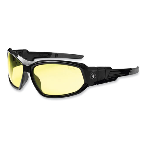 Image of Ergodyne® Skullerz Loki Safety Glasses/Goggles, Black Nylon Impact Frame, Yellow Polycarbonate Lens, Ships In 1-3 Business Days