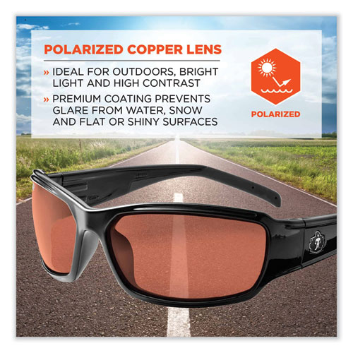 Image of Ergodyne® Skullerz Thor Safety Glasses, Black Nylon Impact Frame, Polarized Copper Polycarbonate Lens, Ships In 1-3 Business Days