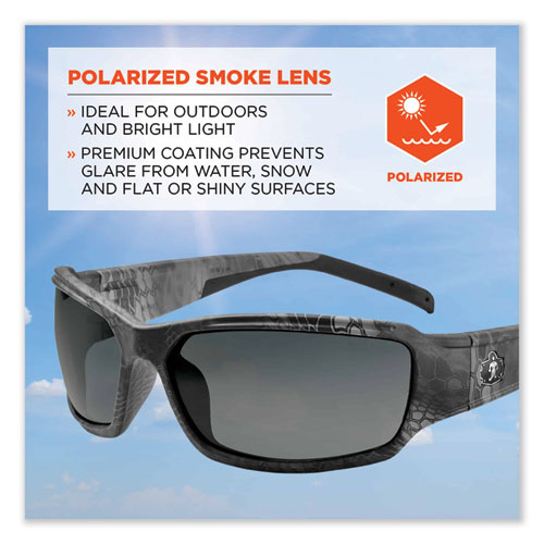 Image of Ergodyne® Skullerz Thor Safety Glasses, Kryptek Tyhpon Nylon Impact Frame, Polarized Smoke Polycarb Lens, Ships In 1-3 Business Days