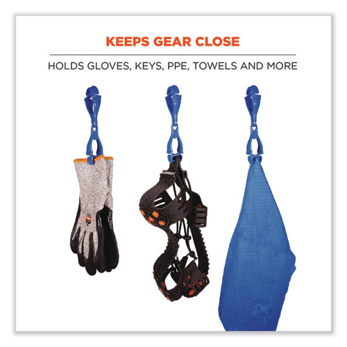 Squids 3400 Dual Clip Glove Clip Holder, 1 x 1 x 6.5, Acetal Copolymer, Blue, Ships in 1-3 Business Days