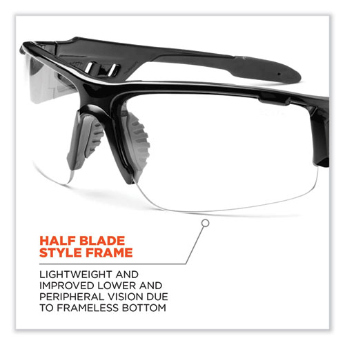 Skullerz Dagr Safety Glasses, Matte Black Nylon Impact Frame, Clear Polycarbonate Lens, Ships in 1-3 Business Days