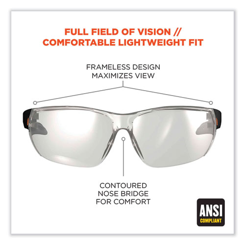 Skullerz Vali Frameless Safety Glasses, Black Nylon Impact Frame, Indoor/Outdoor Polycarb Lens, Ships in 1-3 Business Days