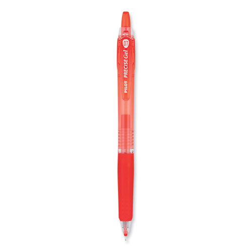 Precise Gel BeGreen Gel Pen, Retractable, Fine 0.7 mm, Red Ink, Translucent Red Barrel, Dozen