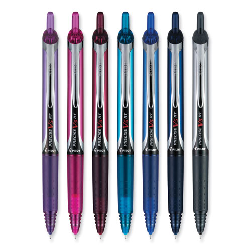 Precise V5RT Roller Ball Pen, Retractable, Extra-Fine 0.5 mm, Assorted Ink and Barrel Colors, 7/Pack