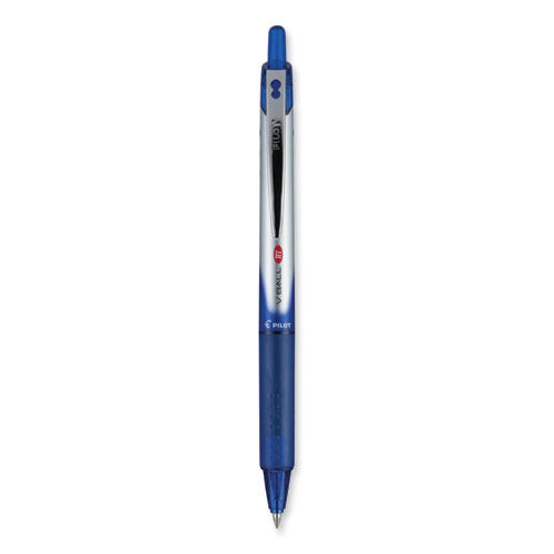 Pilot® Vball Rt Liquid Ink Roller Ball Pen, Retractable, Fine 0.7 Mm, Blue Ink, Blue/White Barrel