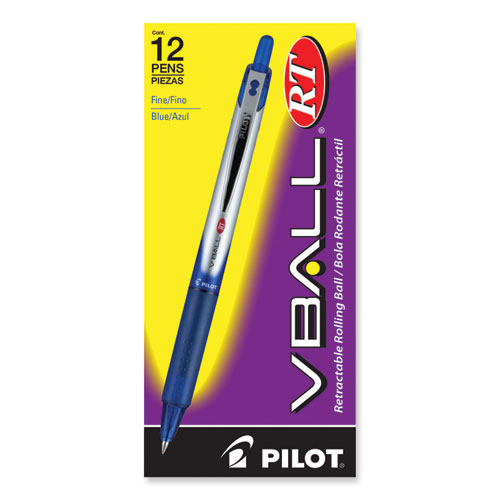 Image of Pilot® Vball Rt Liquid Ink Roller Ball Pen, Retractable, Fine 0.7 Mm, Blue Ink, Blue/White Barrel