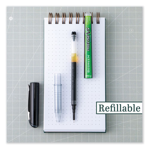 Precise V5 BeGreen Roller Ball Pen, Stick, Extra-Fine 0.5 mm, Black Ink, Black Barrel, Dozen