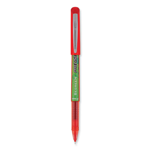 Pilot® Precise V5 Begreen Roller Ball Pen, Stick, Extra-Fine 0.5 Mm, Red Ink, Red Barrel, Dozen