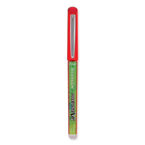 Image of Pilot® Precise V5 Begreen Roller Ball Pen, Stick, Extra-Fine 0.5 Mm, Red Ink, Red Barrel, Dozen
