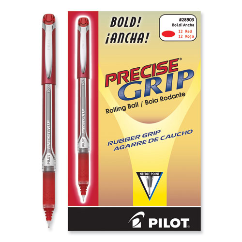 Precise Grip Roller Ball Pen, Stick, Bold 1 mm, Red Ink, Red Barrel