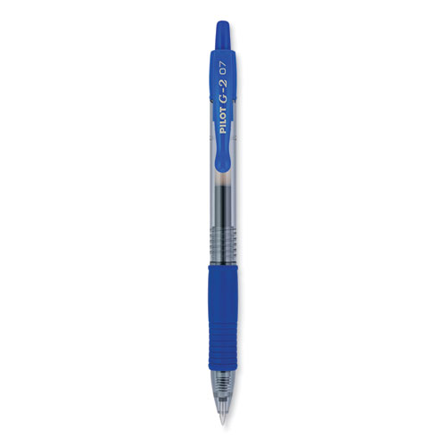 Pilot® G2 Premium Gel Pen, Retractable, Fine 0.7 Mm, Blue Ink, Smoke Barrel, 2/Pack