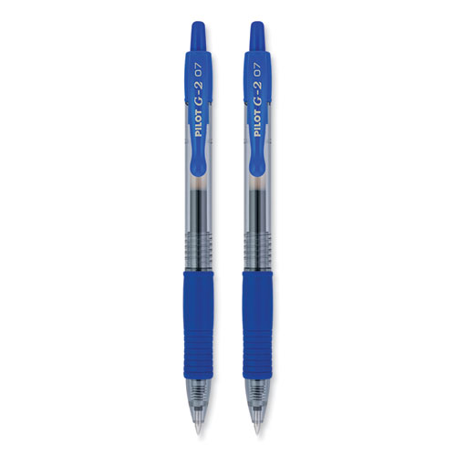 Image of Pilot® G2 Premium Gel Pen, Retractable, Fine 0.7 Mm, Blue Ink, Smoke Barrel, 2/Pack