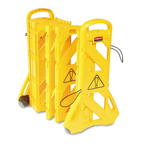 Rubbermaid® Commercial Portable Mobile Safety Barrier, Plastic, 13ft x 40", Yellow