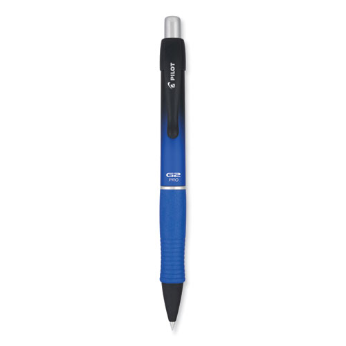 Pilot G-2 Retractable Gel Pens, Fine Point, 0.7 mm, Clear Barrels, Blue Ink,  Pack Of 12 Pens