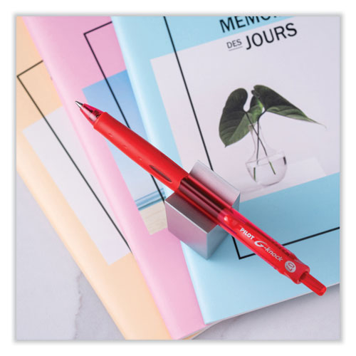 Image of Pilot® G-Knock Begreen Gel Pen, Retractable, Fine 0.7 Mm, Red Ink, Red Barrel, Dozen
