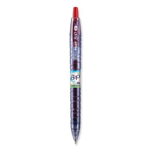B2P Bottle-2-Pen Recycled Gel Pen, Retractable, Fine 0.7 mm, Red Ink, Translucent Blue Barrel