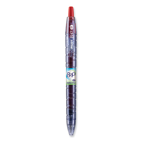 Image of Pilot® B2P Bottle-2-Pen Recycled Gel Pen, Retractable, Fine 0.7 Mm, Red Ink, Translucent Blue Barrel