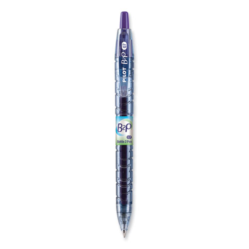 Image of Pilot® B2P Bottle-2-Pen Recycled Gel Pen, Retractable, Fine 0.7 Mm, Purple Ink, Translucent Blue Barrel