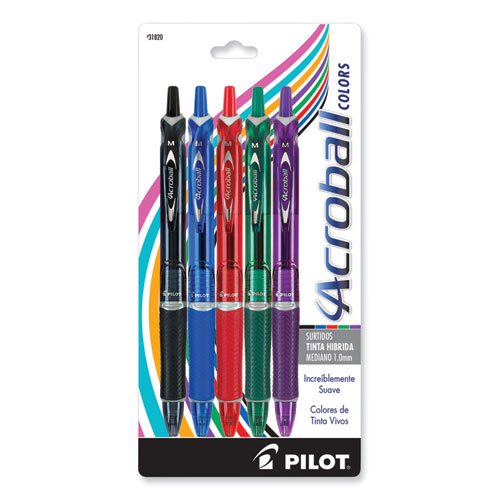 landen Correct stewardess Pilot® Acroball Colors Advanced Ink Ballpoint Pen, Retractable, Medium 1  mm, Assorted Ink and Barrel Colors, 5/Pack | UNIQUE PRODUCTS