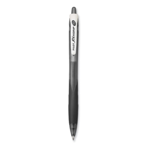 RexGrip BeGreen Ballpoint Pen, Retractable, Medium 1 mm, Black Ink, Smoke/Black Barrel, Dozen