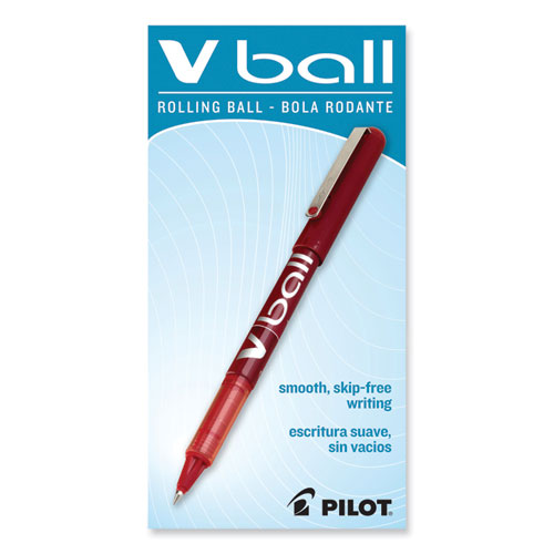 Image of Pilot® Vball Liquid Ink Roller Ball Pen, Stick, Extra-Fine 0.5 Mm, Red Ink, Red Barrel, Dozen