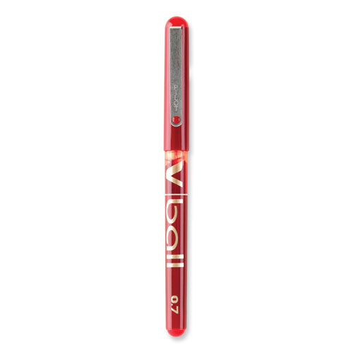 Image of Pilot® Vball Liquid Ink Roller Ball Pen, Stick, Extra-Fine 0.5 Mm, Red Ink, Red Barrel, Dozen