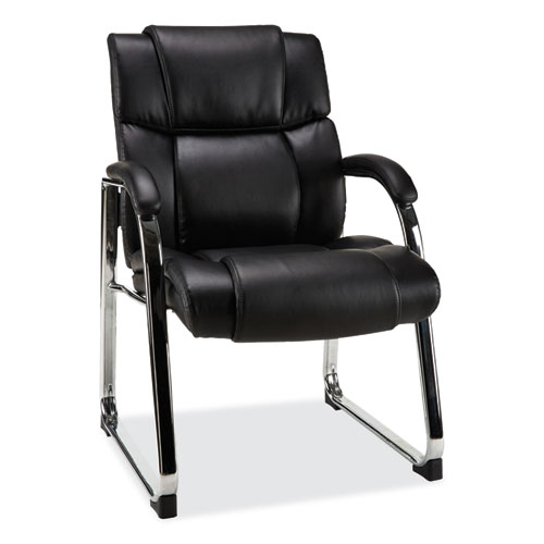 Alera® Hildred Series Guest Chair, 25" X 28.94" X 37.8", Black Seat, Black Back, Chrome Base