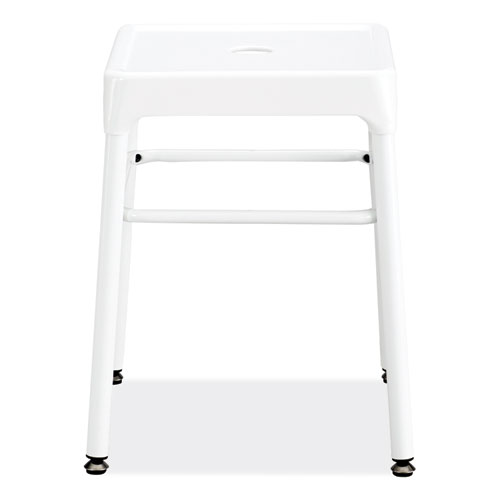 Steel GuestBistro Stool, Backless, Supports Up to 250 lb, 18" Seat Height, White Seat, White Base, Ships in 1-3 Business Days