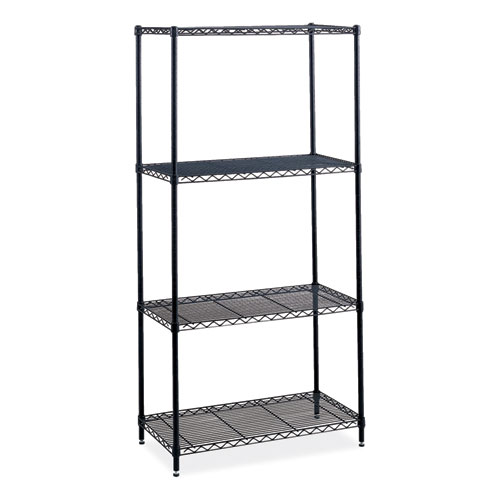 Safco® Industrial Wire Shelving, Four-Shelf, 36W X 18D X 72H, Black, Ships In 1-3 Business Days