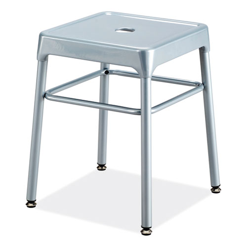 Image of Safco® Steel Guestbistro Stool, Backless, Supports Up To 250 Lb, 18" High Silver Seat, Silver Base, Ships In 1-3 Business Days