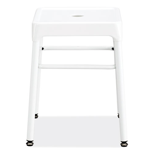 Steel GuestBistro Stool, Backless, Supports Up to 250 lb, 18" Seat Height, White Seat, White Base, Ships in 1-3 Business Days