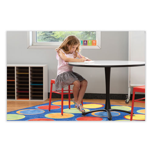 Steel GuestBistro Stool, Backless, Supports Up to 250 lb, 18" Seat Height, Red Seat, Red Base, Ships in 1-3 Business Days