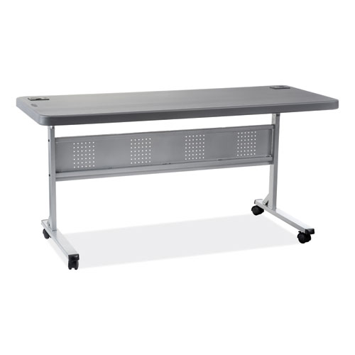 Image of Flip-N-Store Training Table, Rectangular, 24 x 60 x 29.5, Charcoal Gray, Ships in 1-3 Business Days