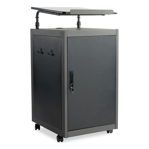 Image of Teacher's WorkPod Lectern, 20 x 24 x 41, Charcoal Slate/Black, Ships in 1-3 Business Days