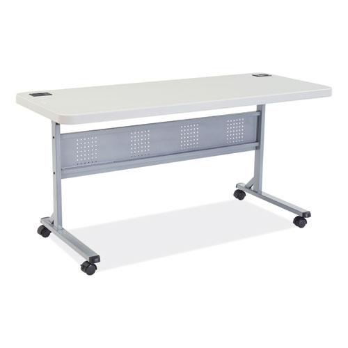 Image of Flip-N-Store Training Table, Rectangular, 24 x 60 x 29.5, Speckled Gray, Ships in 1-3 Business Days