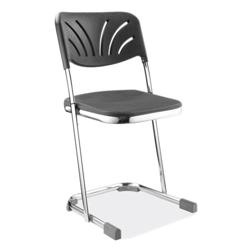 NPS® 6600 Series Elephant Z-Stool With Backrest, Supports 500 lb, 18" Seat Ht, Black Seat/Back, Chrome Frame,Ships in 1-3 Bus Days