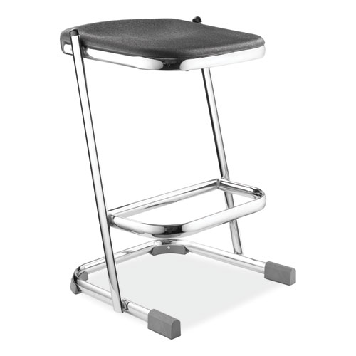 6600 Series Elephant Z-Stool, Backless, Supports Up to 500lb, 24" Seat Height, Black Seat, Chrome Frame,Ships in 1-3 Bus Days