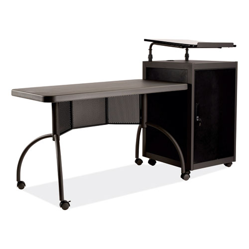 Image of Teacher's WorkPod Desk and Lectern Kit, 68" x 24" x 41", Charcoal Gray, Ships in 1-3 Business Days