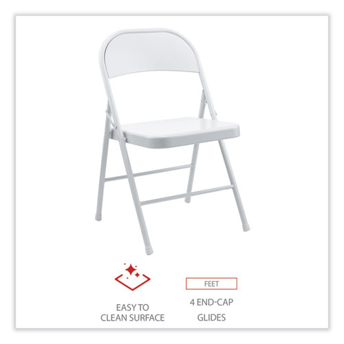 Armless Steel Folding Chair, Supports Up to 275 lb, Gray Seat, Gray Back, Gray Base, 4/Carton