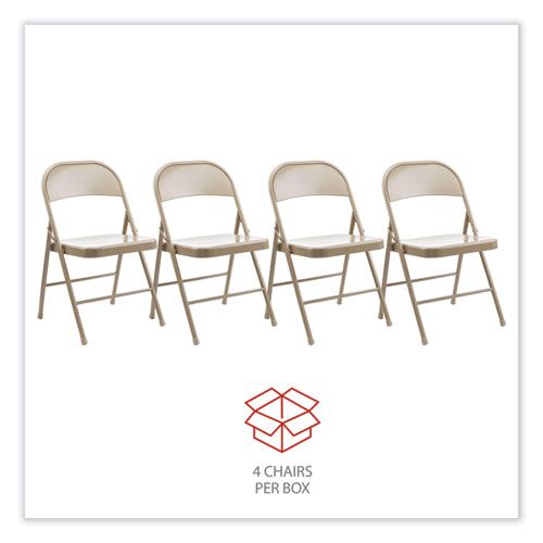 Image of Alera® Armless Steel Folding Chair, Supports Up To 275 Lb, Tan Seat, Tan Back, Tan Base, 4/Carton