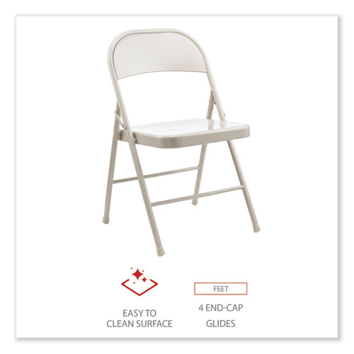 Image of Alera® Armless Steel Folding Chair, Supports Up To 275 Lb, Taupe Seat, Taupe Back, Taupe Base, 4/Carton